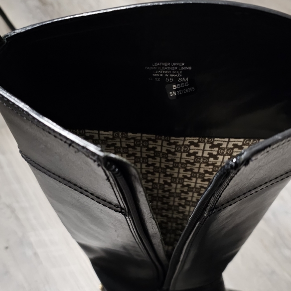 Authentic Tory Burch Kneel High Black Leather Riding Boots - Picture 6 of 16